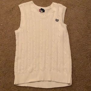 White Champs V-Neck Knit Vest